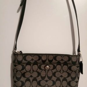 Coach Messenger Crossbody/Shoulder Bag Brown Coated Canvas/ Leather Trim